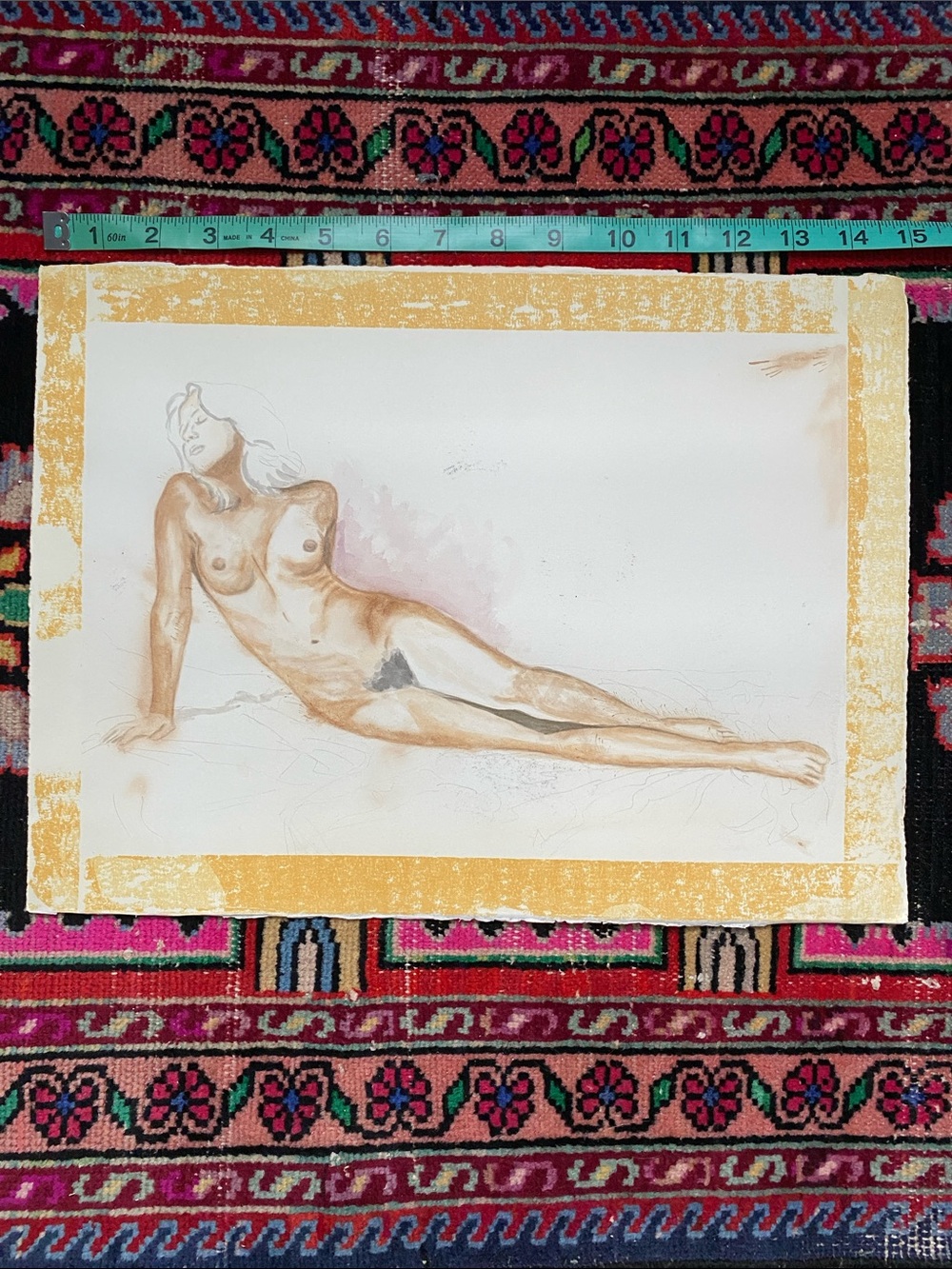 Original Nude Female Figure Study Sketch Drawing